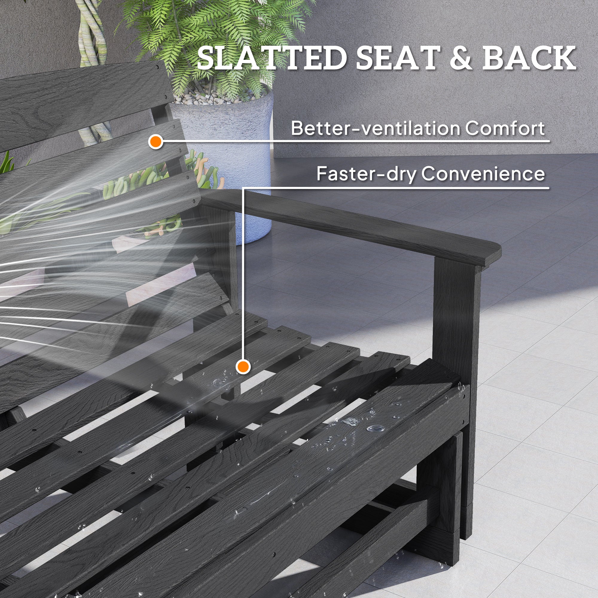 Patio Glider Bench w/ HDPE Slatted Double Rocking Chair