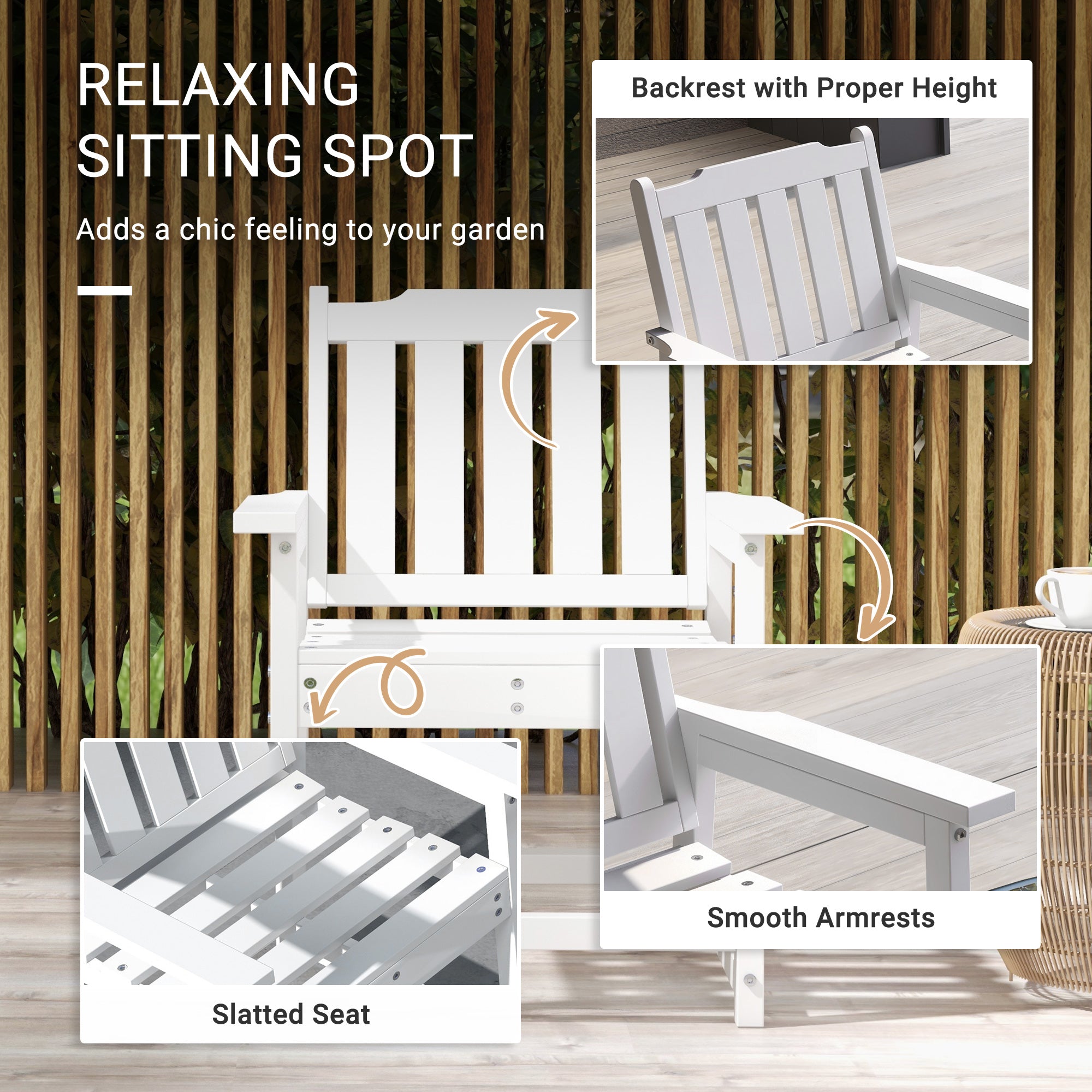All-Weather Patio Chair, HDPE Patio Dining Chair, Heavy Duty Wood-Like Outdoor Furniture for Garden, Backyard, Deck, Porch, Lawn