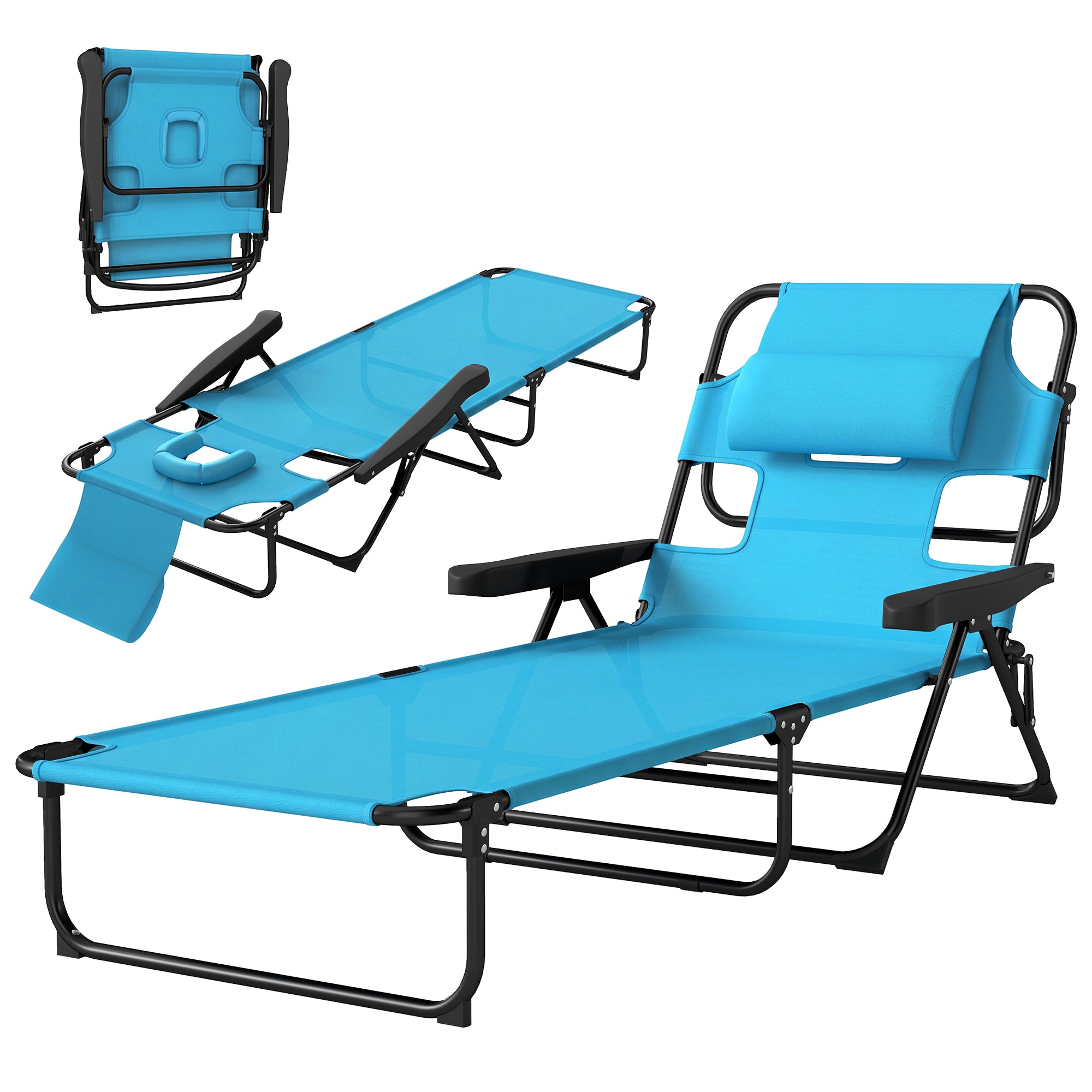 Folding Lounge Chair w/ Reclining Back
