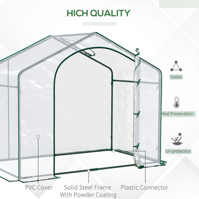 6' x 3' x 5' Portable Walk-in Greenhouse, Plastic Cover, Steel Frame Garden Hot House, Zipper Door, Top Vent for Flowers, Vegetables, Saplings, Tropical Plants, Clear