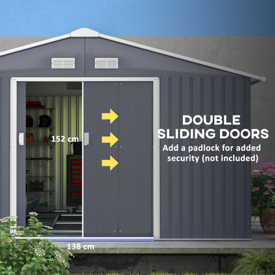 Garden Metal Shed, Storage Shed Utility Storage with Double Locking Doors for Bike, Yard Tools