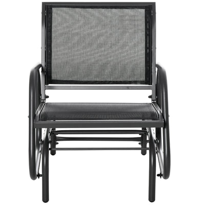 Outdoor Glider Chair, Steel Swing Chai with Curved Armrests for Porch, Garden, Poolside, Balcony