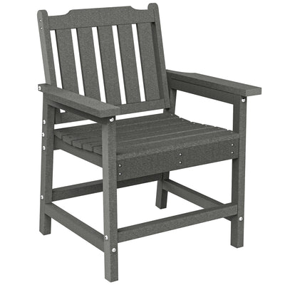 All-Weather Patio Chair, HDPE Patio Dining Chair, Heavy Duty Wood-Like Outdoor Furniture for Garden, Backyard, Deck, Porch, Lawn