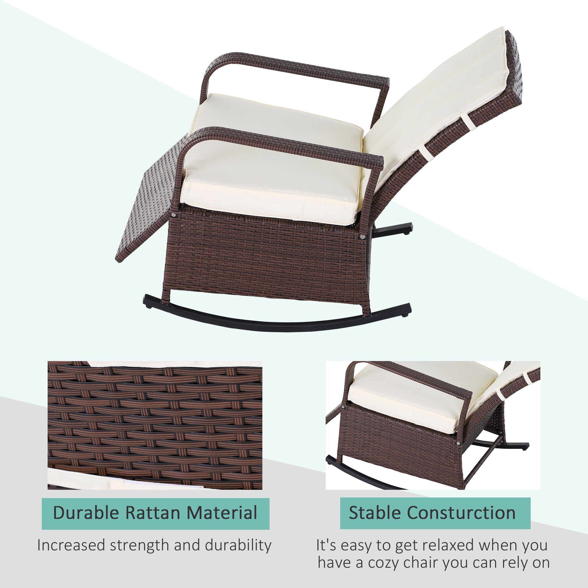 PE Rattan Rocking Recliner with Footrest