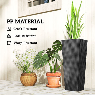 23.6 Inch Tall Planters for Outdoor Plants, Set of 2 Plastic Flower Pots with Drainage Holes