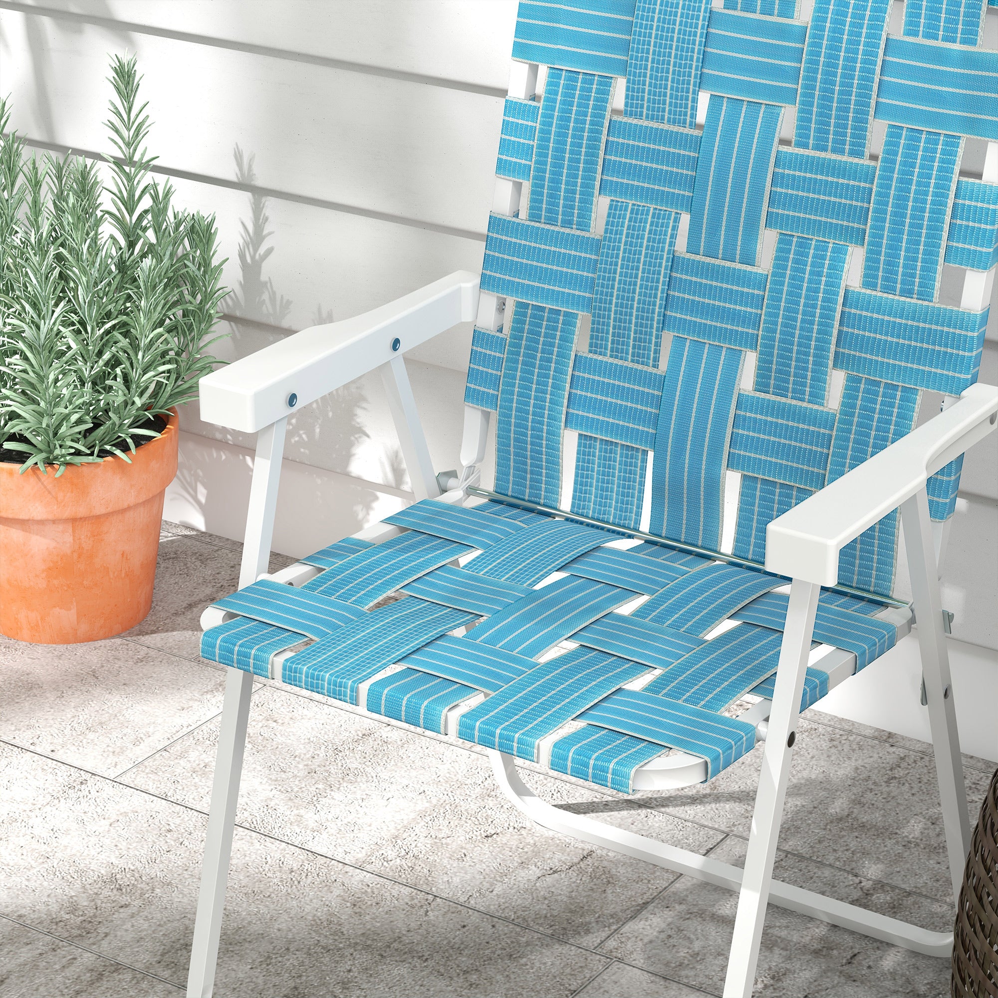 Set of 4 Patio Folding Chairs, Classic Outdoor Camping Chairs, Portable Lawn Chairs w/ Armrests