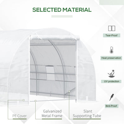 20' x 10' x 7' Walk-In Tunnel Greenhouse with Zippered Door & 8 Mesh Windows, Large Garden Green House Kit, Galvanized Steel Frame