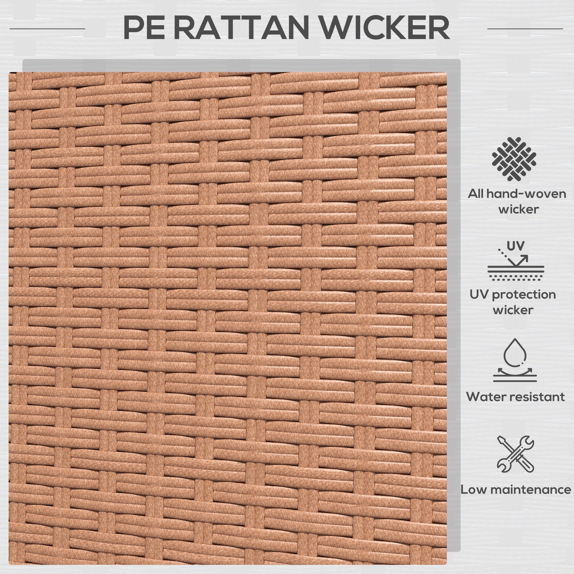 Patio Couch PE Wicker Deep Seating Outdoor Sofa with Removable Cushions, 3 Seater Rattan Sofa, Outdoor Furniture for Balcony, Deck, Garden and Poolside