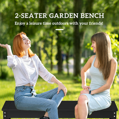 47" Outdoor Bench Seat, HDPE All-Weather Garden Bench, Backless Slatted Patio Bench for Yard, Porch, Park, Black