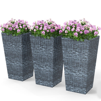 Set of 3 Tall Planters with Drainage Hole, 24" Outdoor Flower Plant Pots, Indoor Planters for Porch, Front Door, Entryway, Patio and Deck