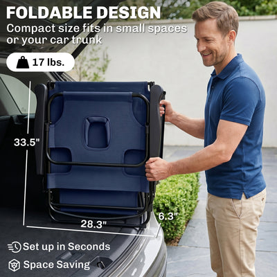 Folding Lounge Chair w/ Reclining Back