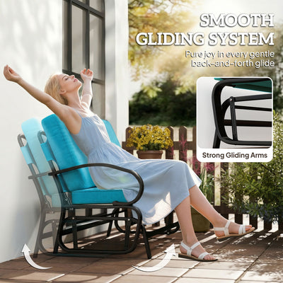 Outdoor Glider Bench, 2-Person Patio Rocker Loveseat with Tufted Cushions, Steel Frame for Porch, Garden Backyard