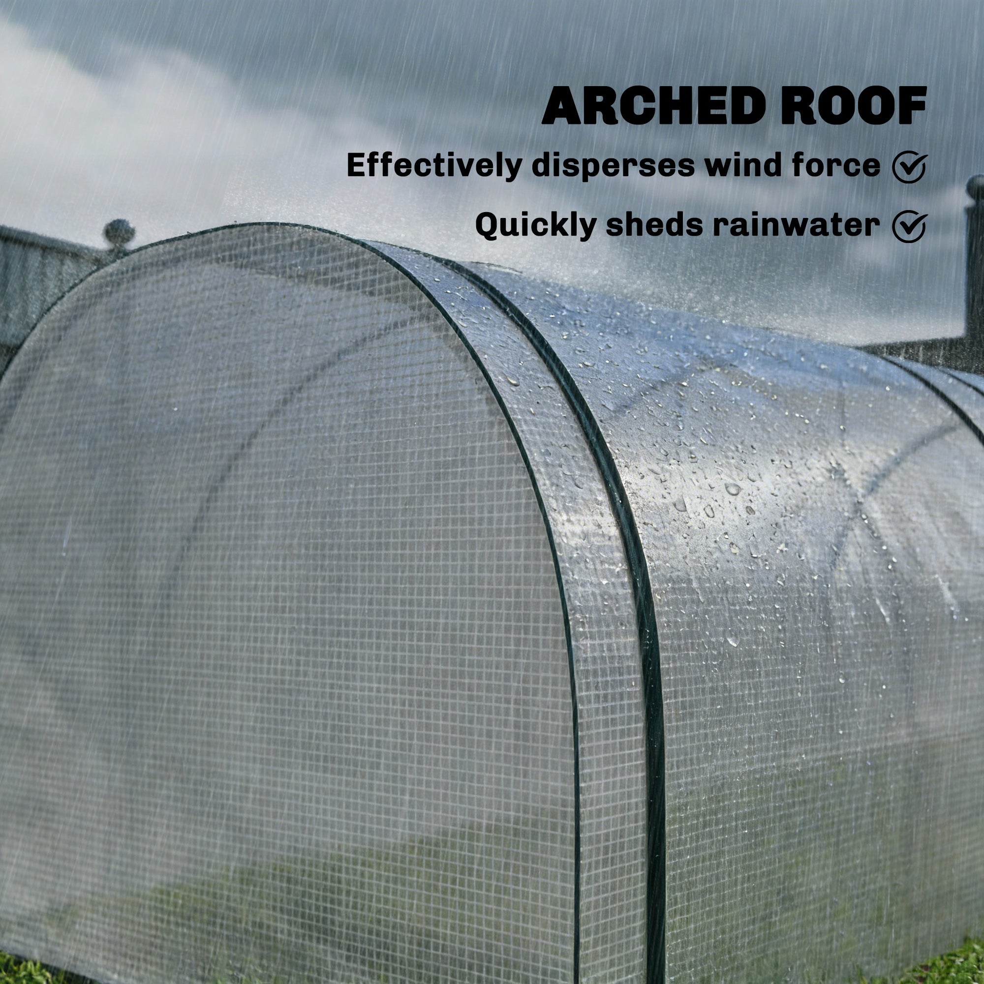 Mini Greenhouse, Portable Greenhouse with 4 Roll-Up Doors, PE Cover, 177.2" x 39.4" x 31.5"