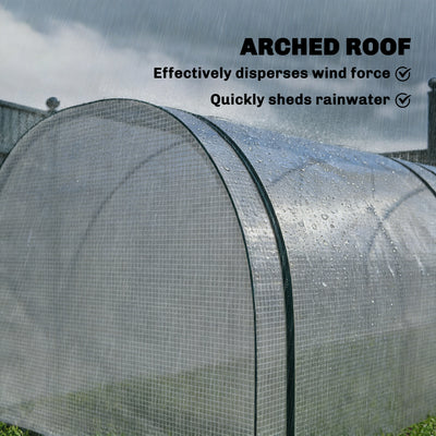 Mini Greenhouse, Portable Greenhouse with 4 Roll-Up Doors, PE Cover, 177.2" x 39.4" x 31.5"