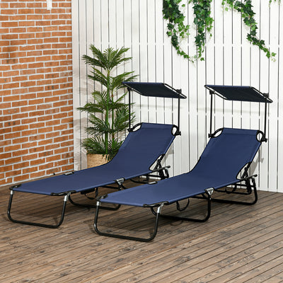 Chaise Pool Lounge Chairs Set of 2, Outdoor Sun Tanning Chairs, Reclining Back, Steel Frame and Side Pocket