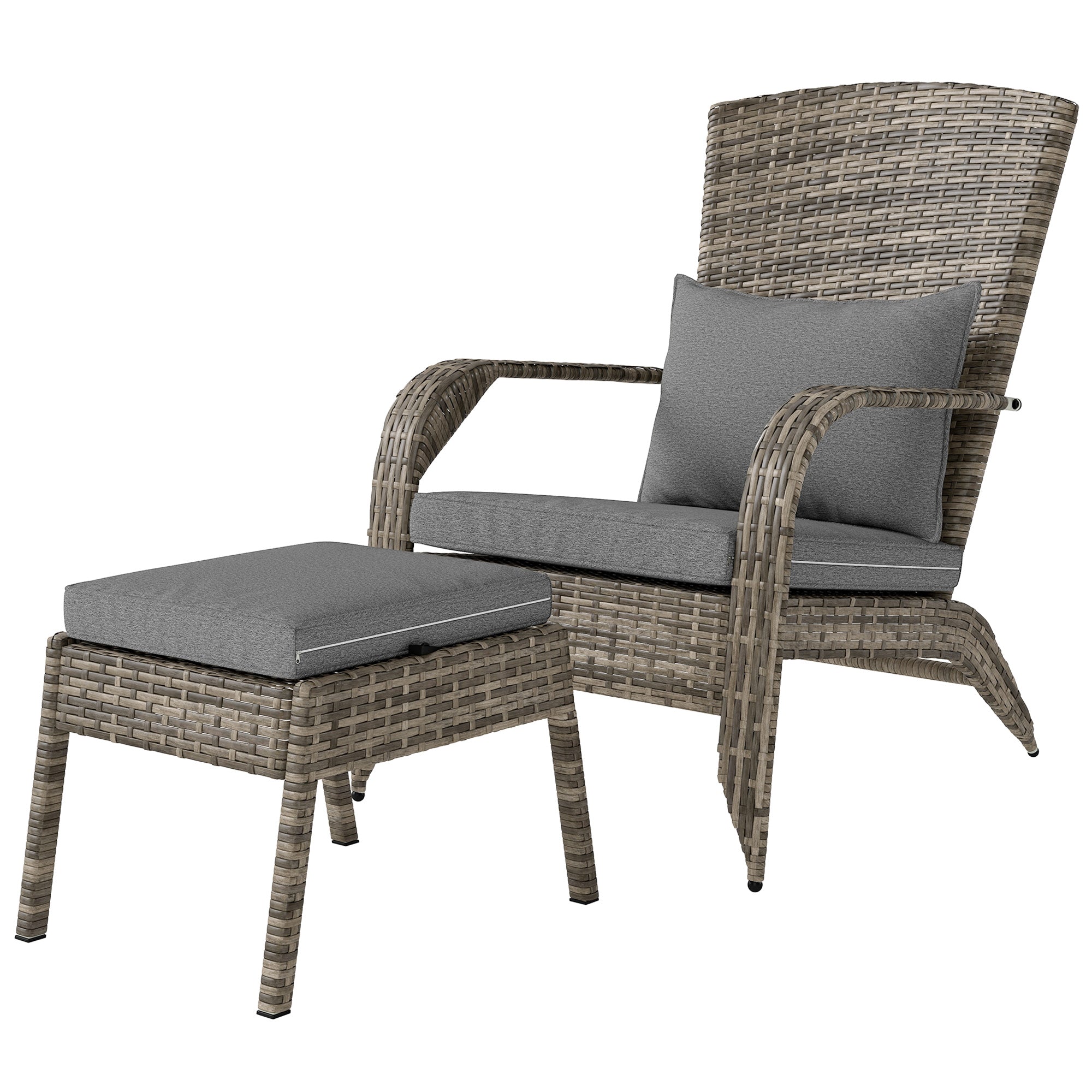Wicker Adirondack Chair Fire Pit Chair w/ Ottoman & Cushions