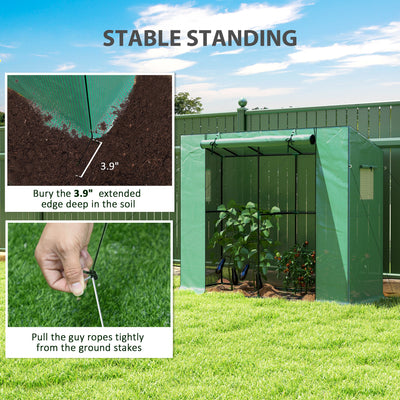 Walk-in Portable Greenhouse Small Greenhouse for Outdoors with UV-resistant PE Cover, 6.6' x 2.5' x 5.6'