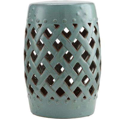 13" x 18" Ceramic Garden Stool with Woven Lattice Design & Glazed Strong Materials Decorative Outdoor Stool