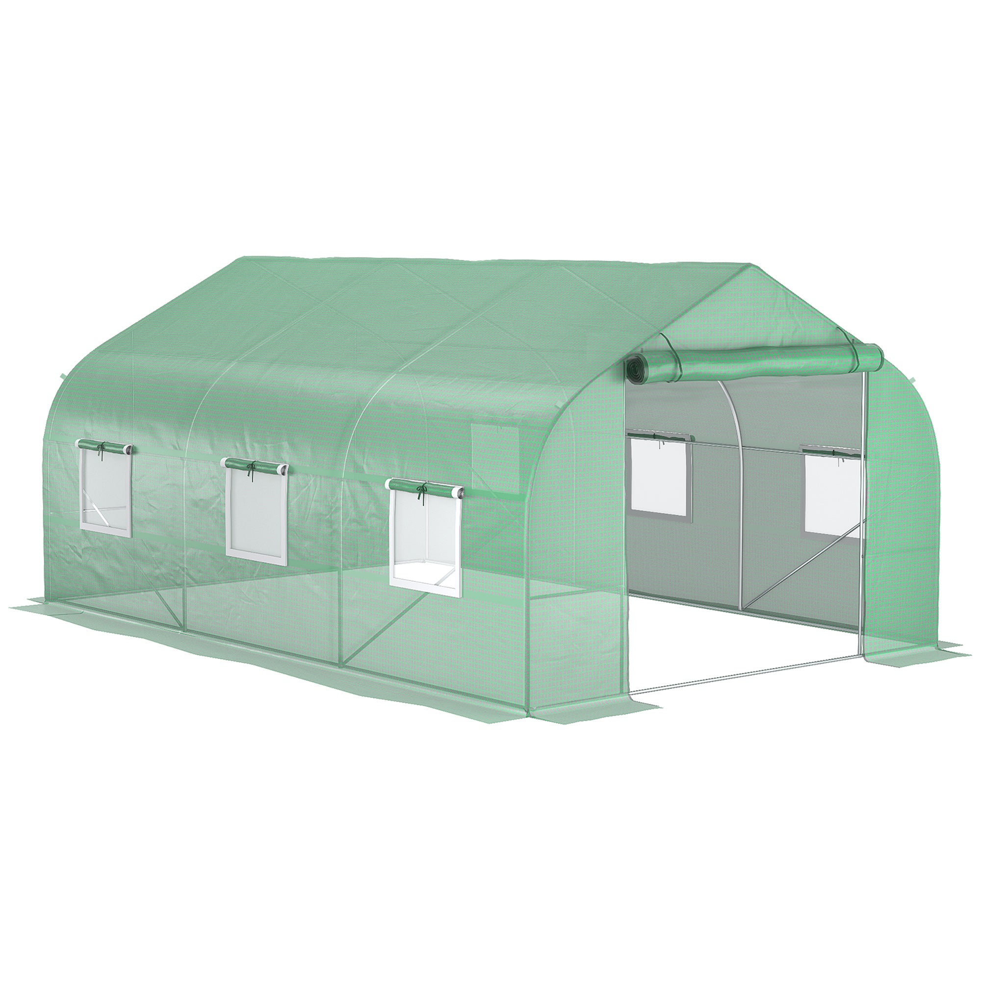 11.5' x 10' x 6.5' Outdoor Portable Walk-In Tunnel Greenhouse with Windows-Deep Green