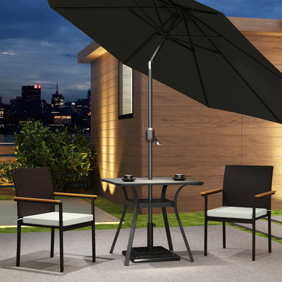Stackable Patio Wicker Dining Chair Set of 2 with Cushions, Backrest, Armrests for Deck, Garden