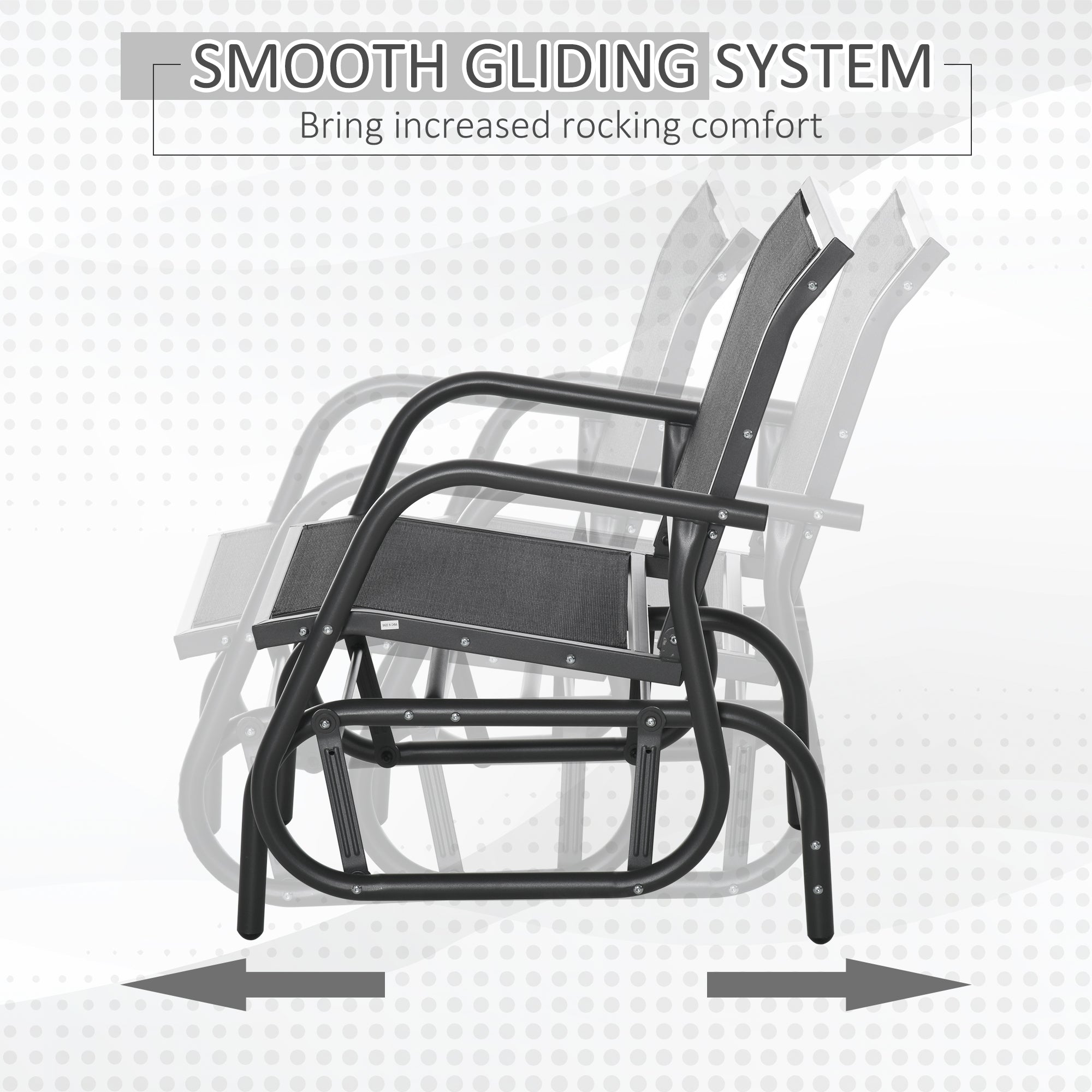 Outdoor Glider Chair, Steel Swing Chai with Curved Armrests for Porch, Garden, Poolside, Balcony
