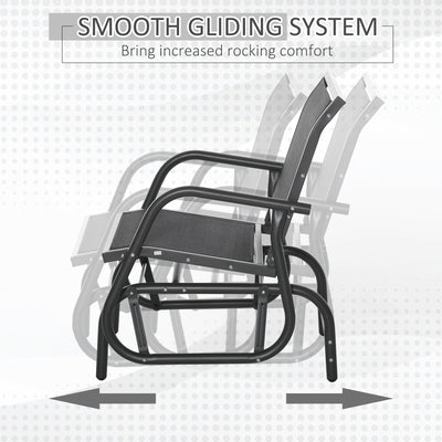 Outdoor Glider Chair, Steel Swing Chai with Curved Armrests for Porch, Garden, Poolside, Balcony
