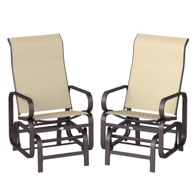 Gliding Lounger Chair Set of 2, Single Rockers with Lightweight Metal & Mesh Construction
