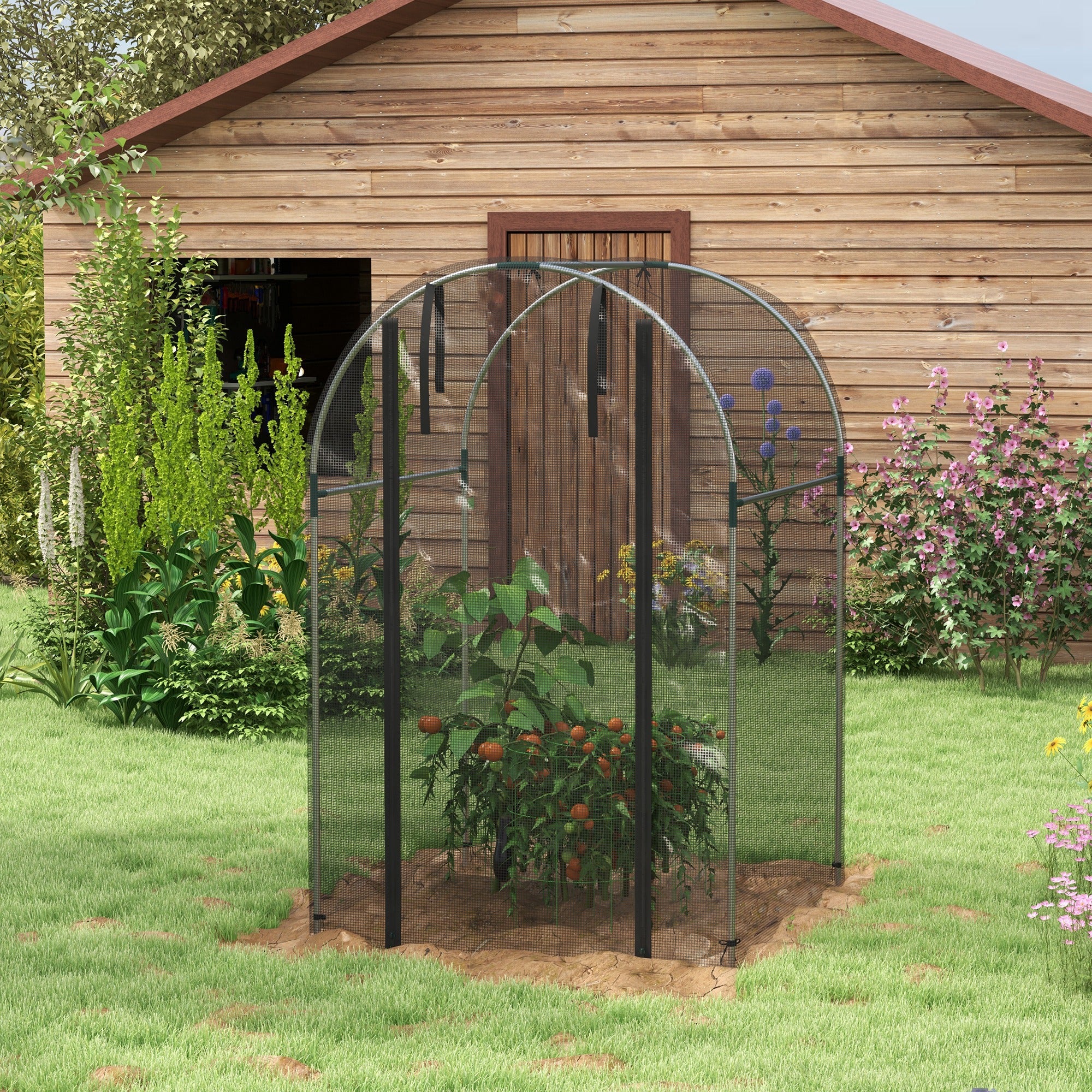 Galvanized Steel Crop Cage, Plant Protection Tent with Zippered Door, 4' x 4'