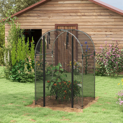 Galvanized Steel Crop Cage, Plant Protection Tent with Zippered Door, 4' x 4'
