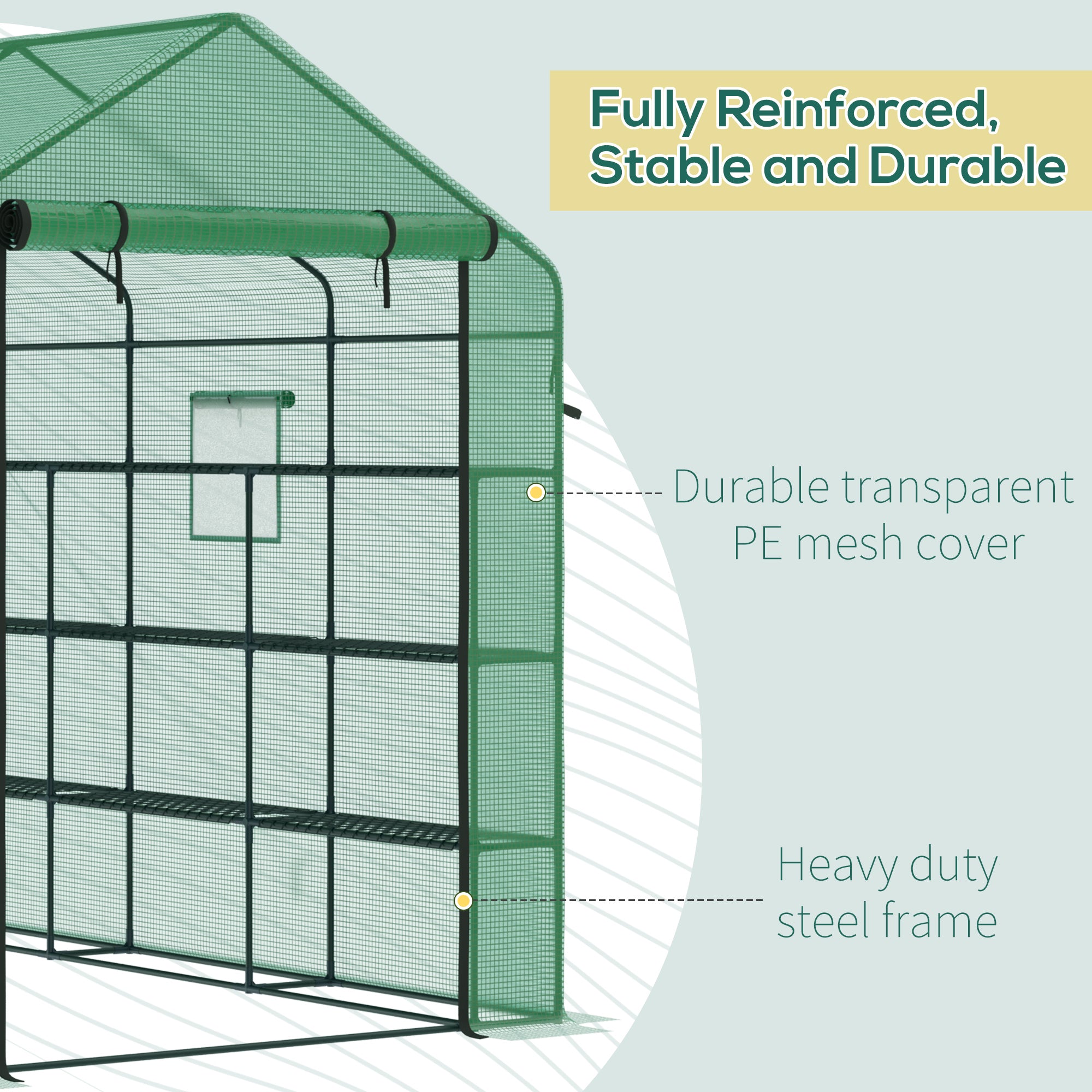 8' x 6' x 7' Temporary Greenhouse for Growing Flowers with Mesh Door & Windows