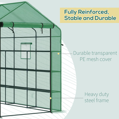 8' x 6' x 7' Temporary Greenhouse for Growing Flowers with Mesh Door & Windows
