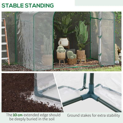 6' x 3' x 5' Portable Walk-in Greenhouse, Plastic Cover, Steel Frame Garden Hot House, Zipper Door, Top Vent for Flowers, Vegetables, Saplings, Tropical Plants, Clear
