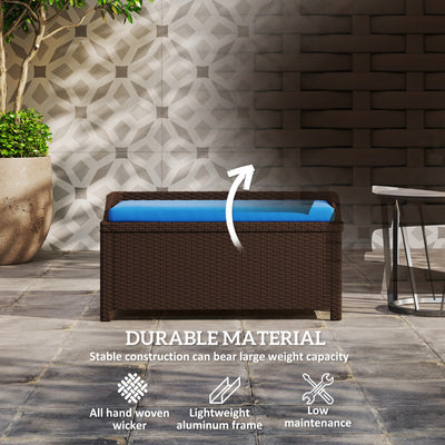 Outdoor Wicker Storage Bench with Storage & Cushion