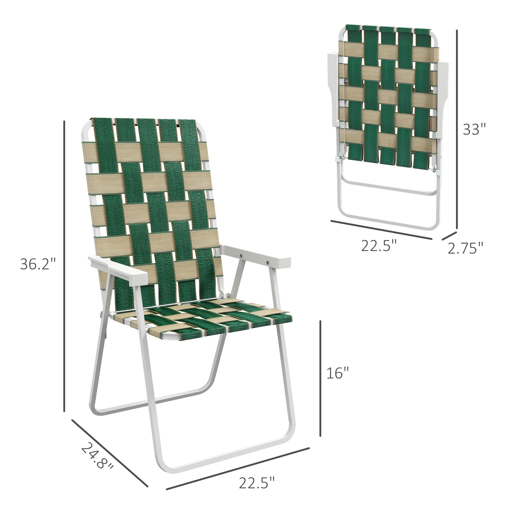 Set of 4 Patio Folding Chairs, Classic Outdoor Camping Chairs, Portable Lawn Chairs w/ Armrests