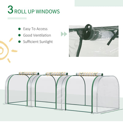 9.7' L x 3' W x 2.5' H Portable Tunneled Greenhouse with 3 Zippered Doors, Water/UV Fighting PVC Cover