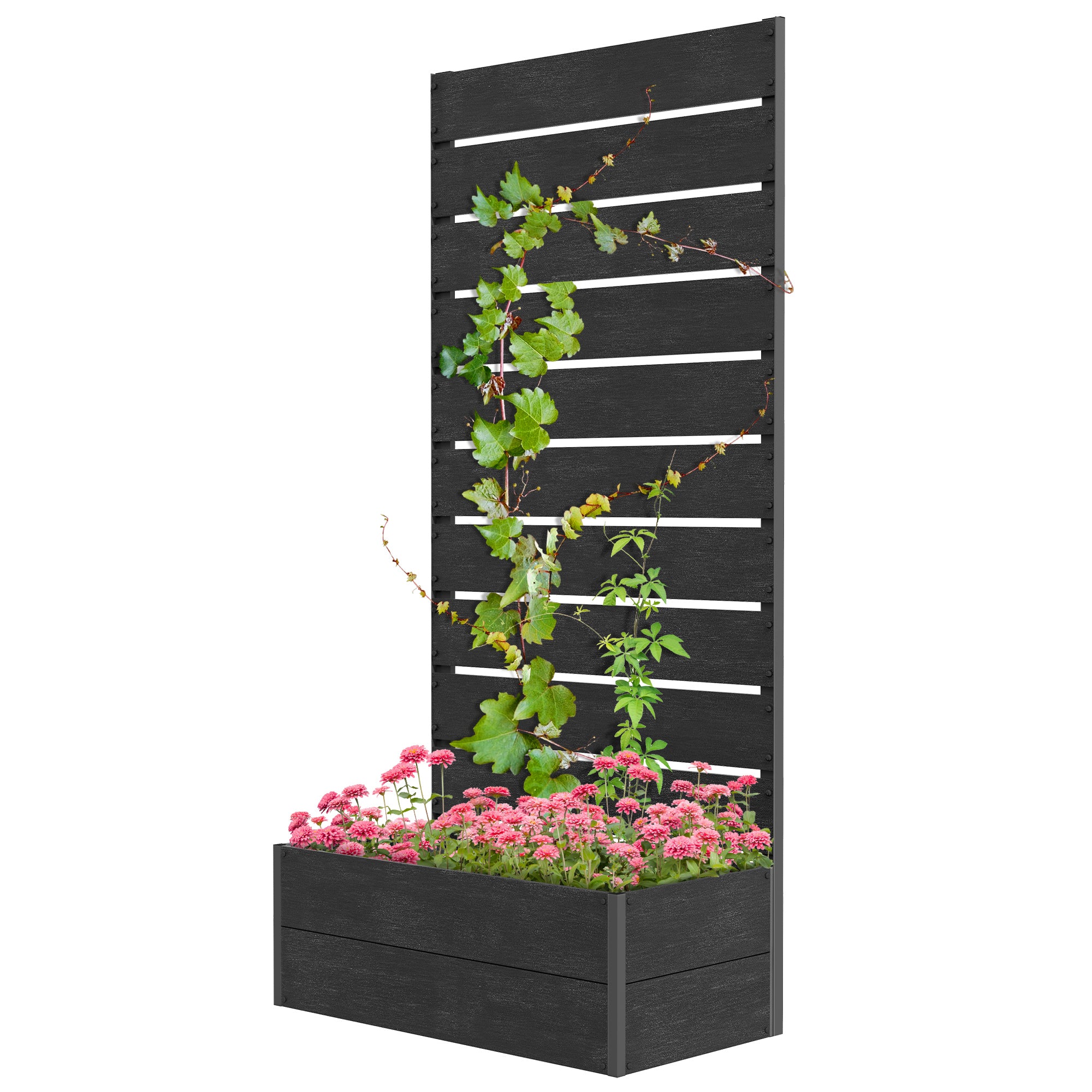Trellis Planter for Climbing Plants, Raised Garden Bed with Trellis, Planter Box for Outdoor, 28.25" x 15" x 59"