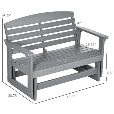 Patio Glider Bench w/ HDPE Slatted Double Rocking Chair