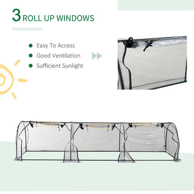 11.5' L x 3.25' W x 2.5' H PVC Metal Tunnel Garden Greenhouse Kit