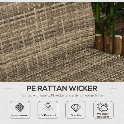 4 Piece Wicker Patio Furniture Set with 2 Rocking Chairs, Loveseat Sofa, Outdoor PE Rattan Conversation Set with Cushions, Aluminum Table for Porch, Poolside, Light Gray