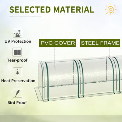13' L x 3' W x 2.5' H Portable Tunneled Greenhouse with 4 Zippered Doors, Water/UV Fighting PVC Cover