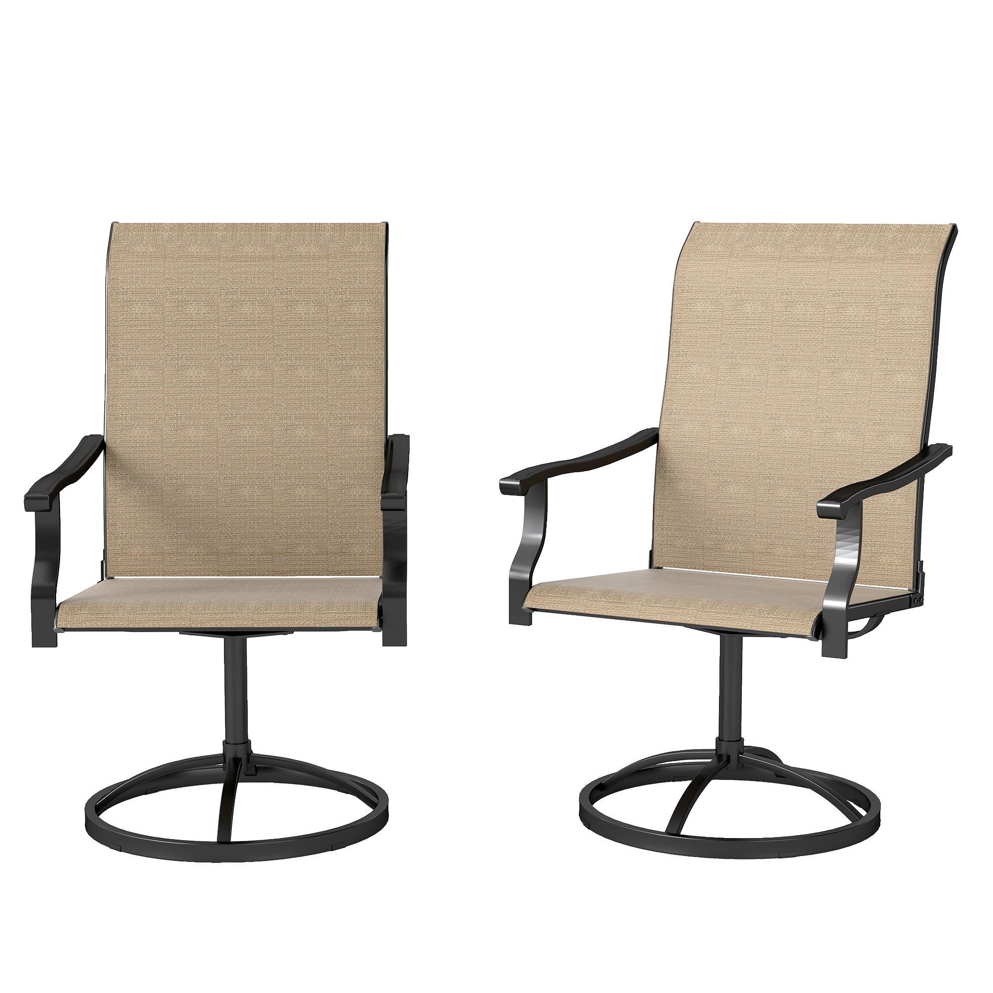 Patio Swivel Chairs Set of 2, High Back Patio Dining Chairs with All-Weather Mesh for Backyard, Lawn, Garden