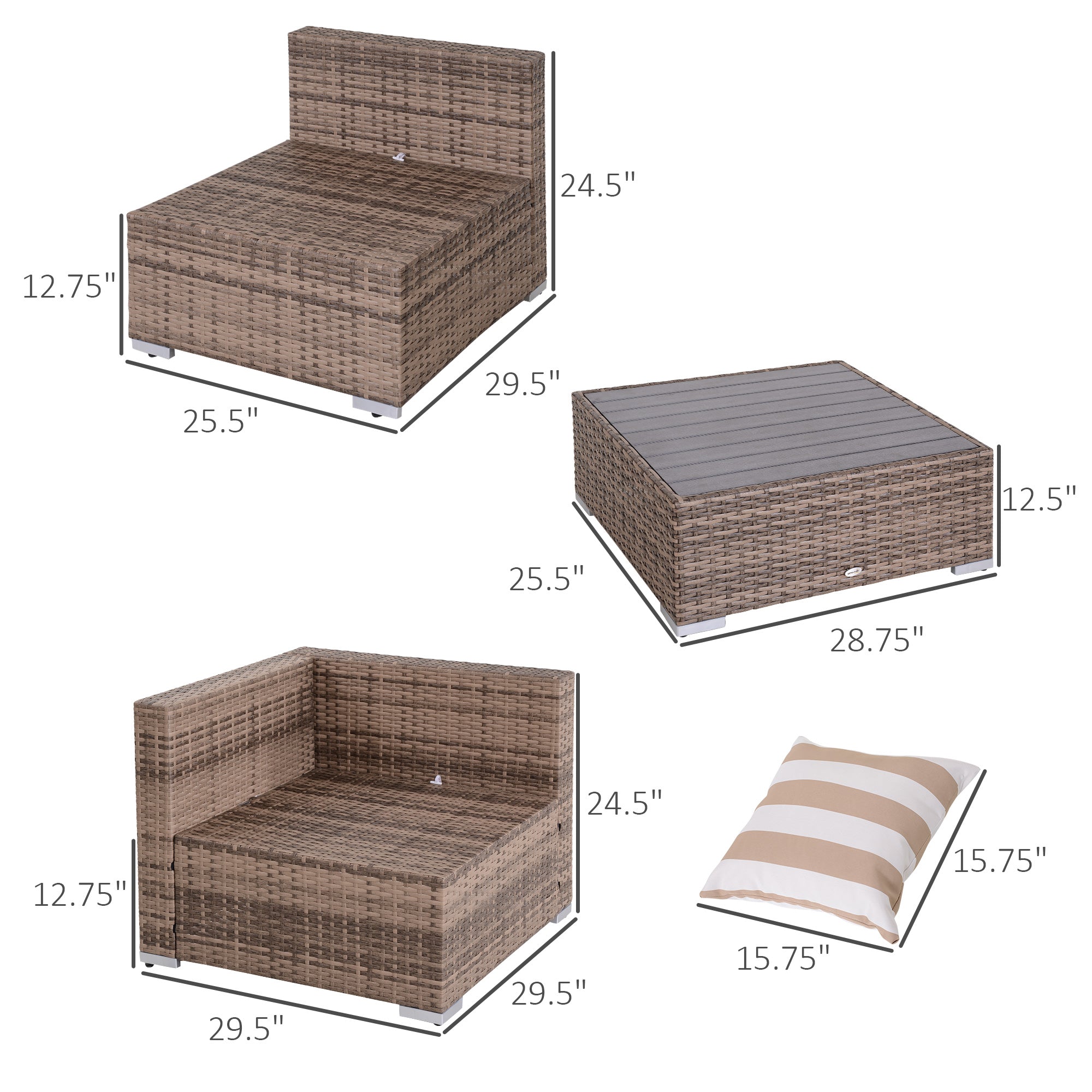 Modern Rattan Patio Furniture Set, 7-Piece Outdoor Wicker Sofa Set with Cushions for Home & Family Gatherings