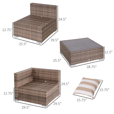 Modern Rattan Patio Furniture Set, 7-Piece Outdoor Wicker Sofa Set with Cushions for Home & Family Gatherings