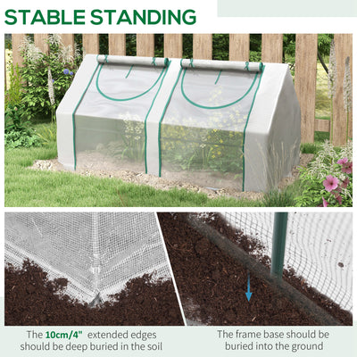 6' x 3' x 3' Portable Greenhouse, Garden Hot House with Two PE/PVC Covers and 2 Roll Up Windows, Green