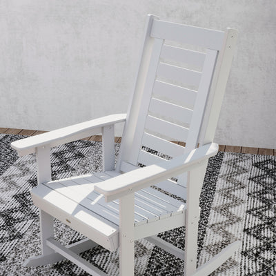 2 Pieces Outdoor Rocking Chairs, HDPE Patio Rockers with 28" High Back, Wide Armrests for Porch Backyard