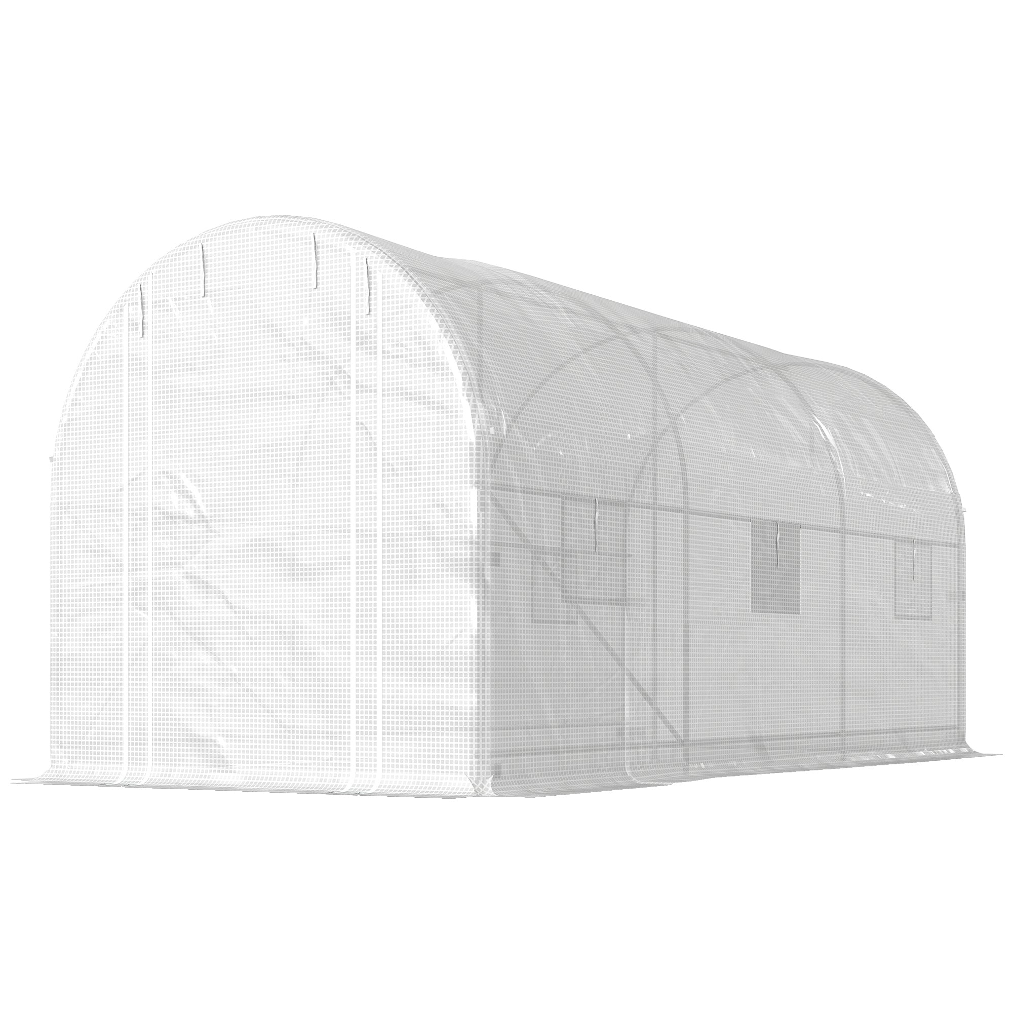 Hoop House Greenhouse, Walk-in Tunnel Greenhouse with 2 Support Rods, Zippered Roll-up Mesh Door, 14.6'x6.5'x6.6'