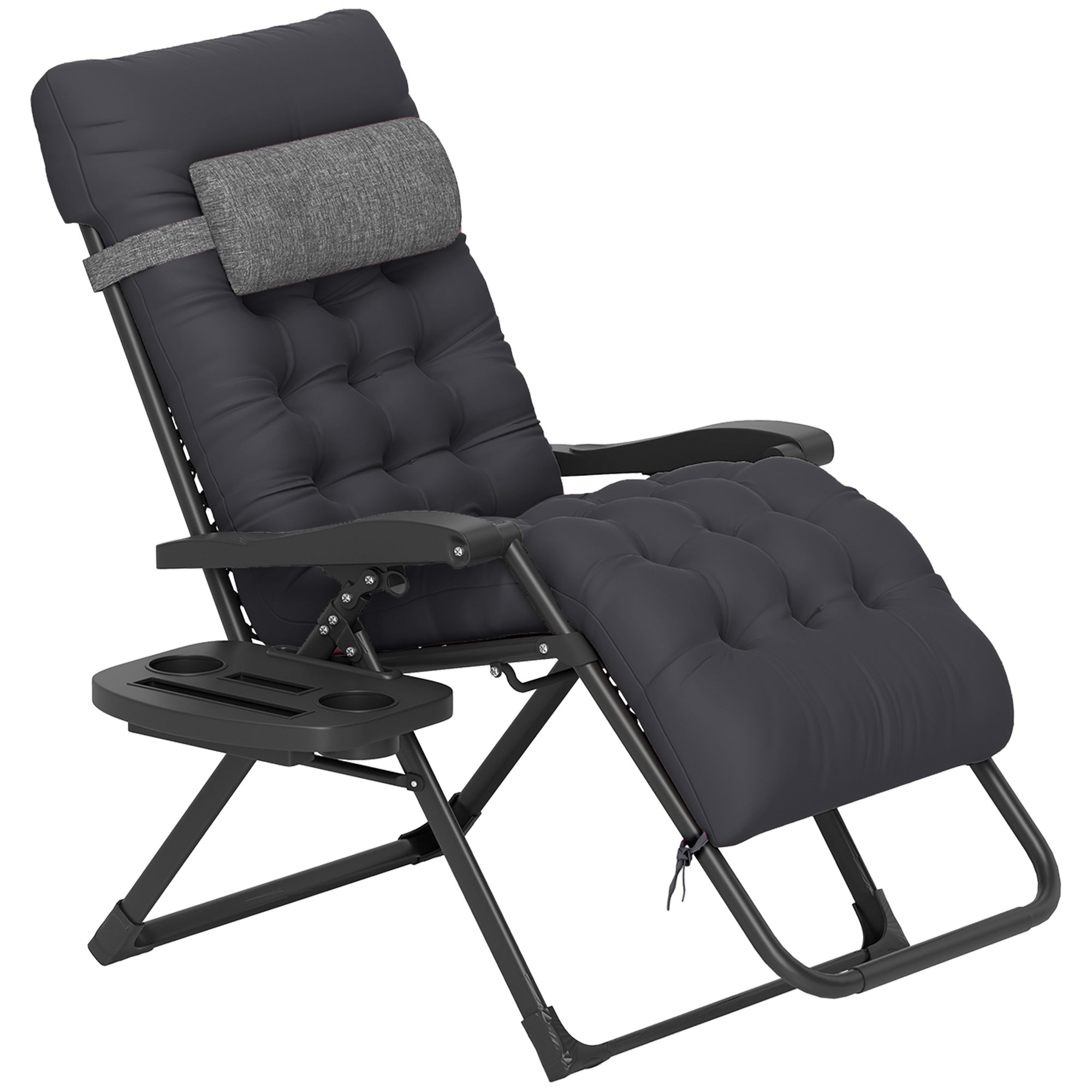 Padded Zero Gravity Chair, Folding Recliner Chair with Cup Holder Cushion