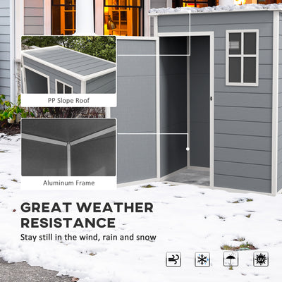 Resin Garden Shed, 5'x3' Outdoor Storage Shed with Lock, Window, Vent, Utility Tool Shed for Backyard, Patio, Gray