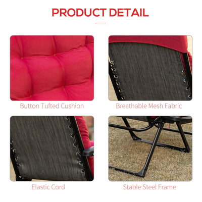 Padded Zero Gravity Chair, Folding Recliner Chair with Cup Holder Cushion