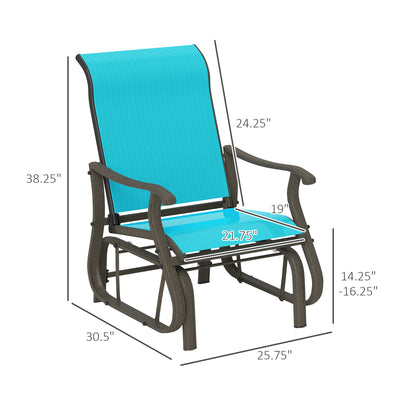 Outdoor Glider Chair Patio Glider Swing Chair with Mesh Seat, Steel Frame for Backyard, Garden, Porch